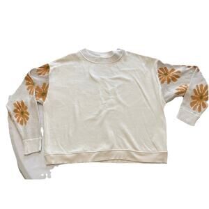 Women's PULL & BEAR Euro Pullover Sweater Flower Sleeves Vintage Size M